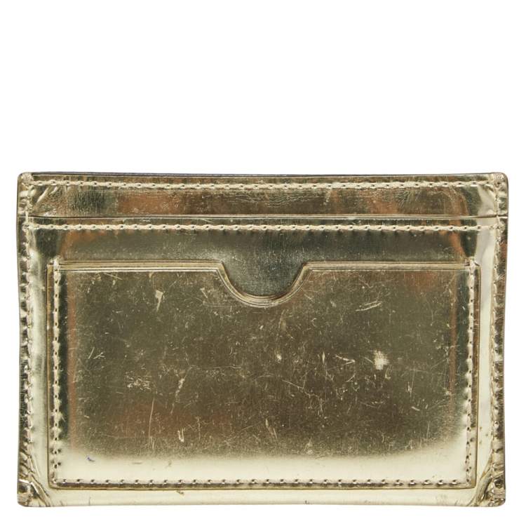 Pre Owned Reed Krakoff Metallic Gold Leather Card Holder