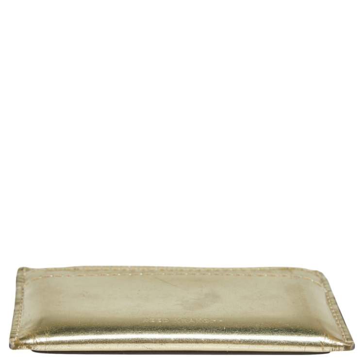 Pre Owned Reed Krakoff Metallic Gold Leather Card Holder