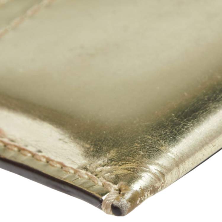 Pre Owned Reed Krakoff Metallic Gold Leather Card Holder