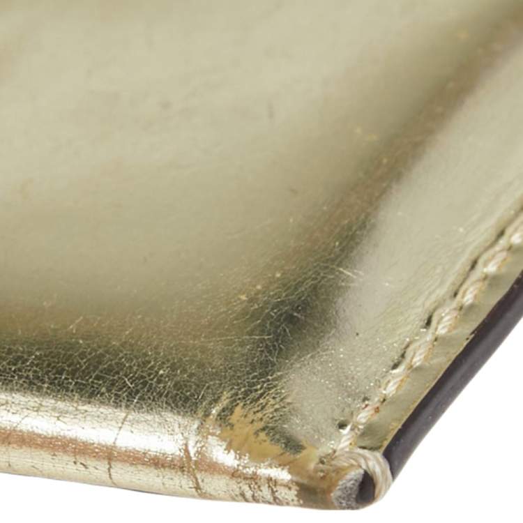 Pre Owned Reed Krakoff Metallic Gold Leather Card Holder