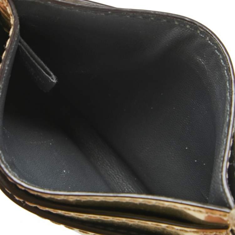 Pre Owned Reed Krakoff Metallic Gold Leather Card Holder