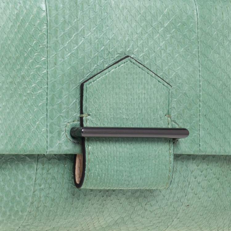 Pre Owned Reed Krakoff Mint Green Python Clutch