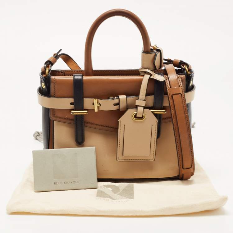 Pre Owned Reed Krakoff Tri Color Leather Micro Boxer Tote