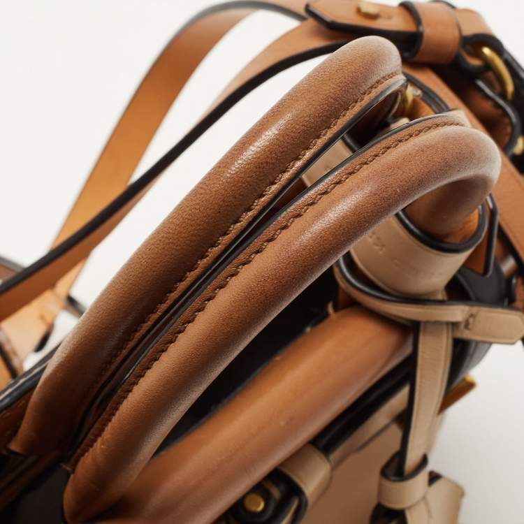 Pre Owned Reed Krakoff Tri Color Leather Micro Boxer Tote