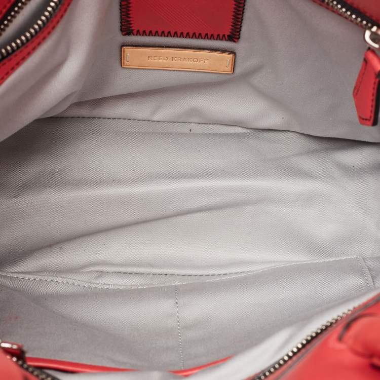 Pre Owned Reed Krakoff Red Leather Medium Boxer Tote