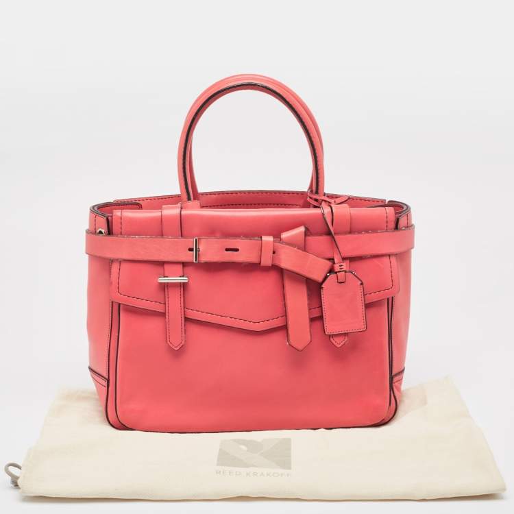 Pre Owned Reed Krakoff Red Leather Medium Boxer Tote