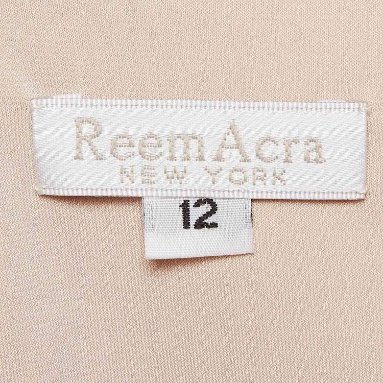 Pre Owned Reem Acra Silver Sequin Ruche Strapless Mini Dress L