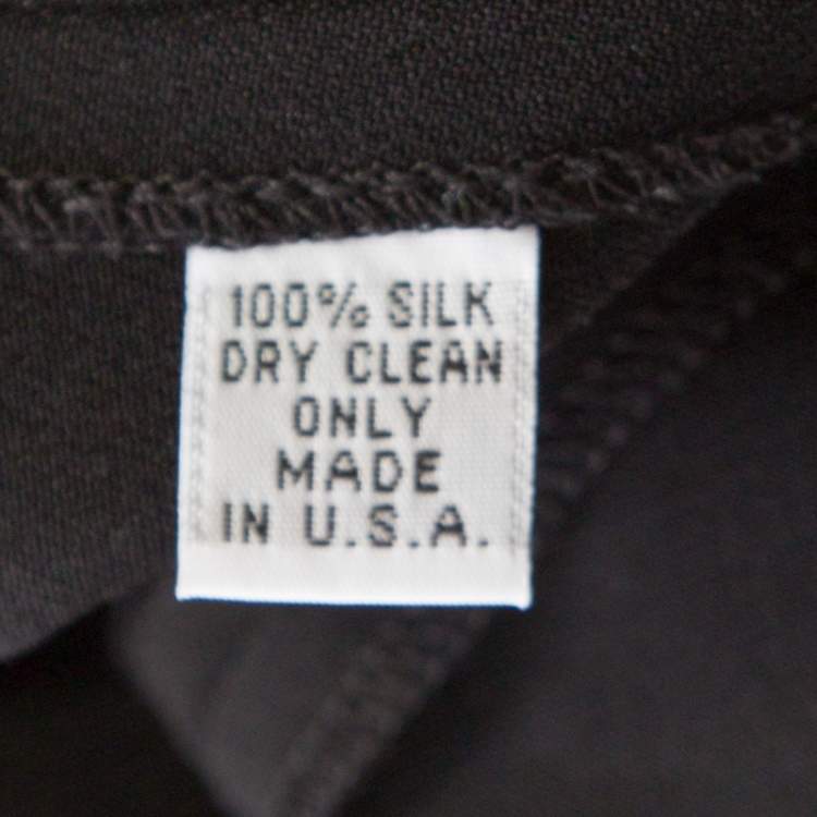 Pre Owned Reem Acra Black Silk Maxi Wrap Dress L