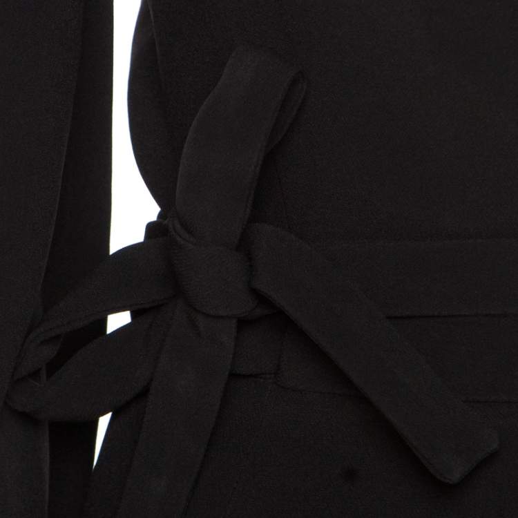 Pre Owned Reem Acra Black Silk Maxi Wrap Dress L