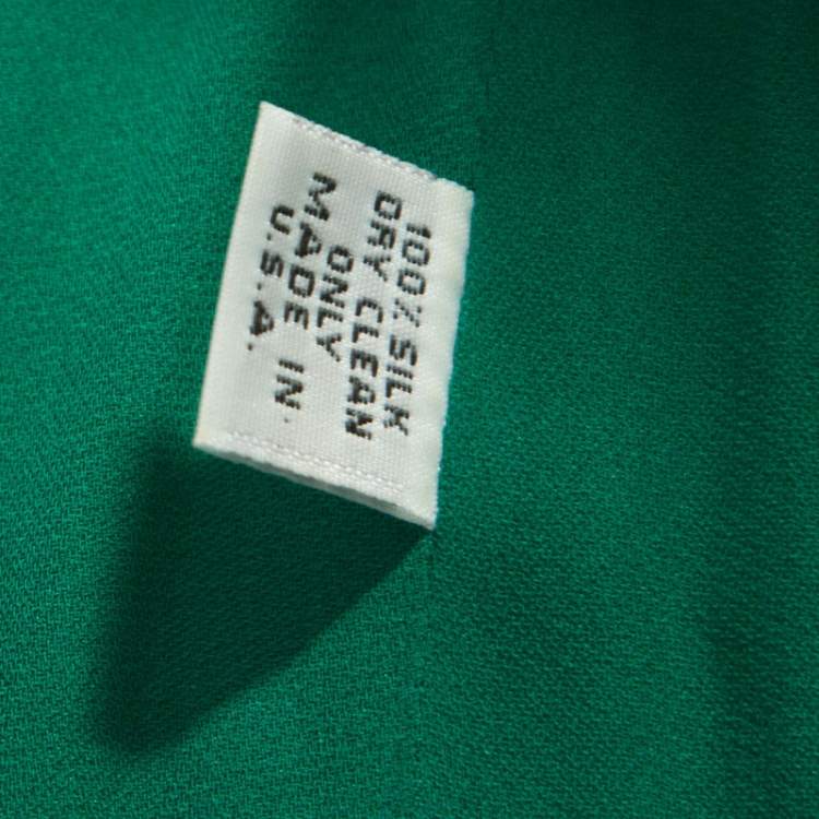 Pre Owned Reem Acra Green Chiffon Silk Layered Ruffle Strapless Gown M 