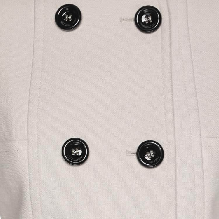 Pre Owned Reiss Off White Cotton and Wool Blend Trench Coat XS