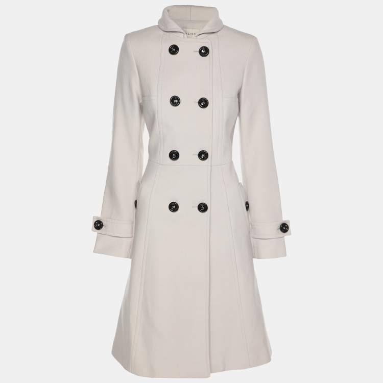 Pre Owned Reiss Off White Cotton and Wool Blend Trench Coat XS