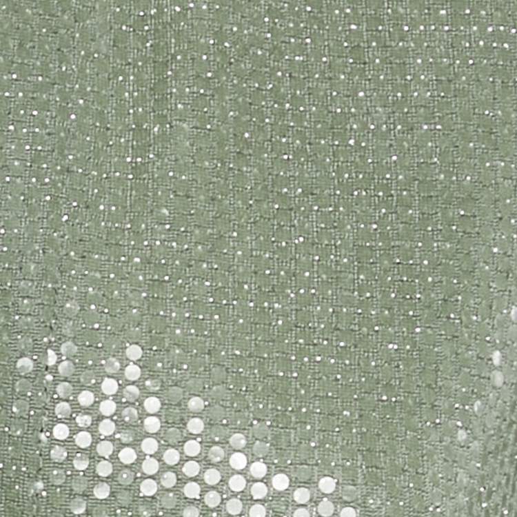 Pre Owned Reiss Green Sequin Jersey Tie-Up Detail Liana Crop Top S