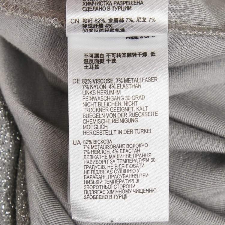 Pre Owned Reiss Silver Lurex Knit High Neck Aries Top XS 