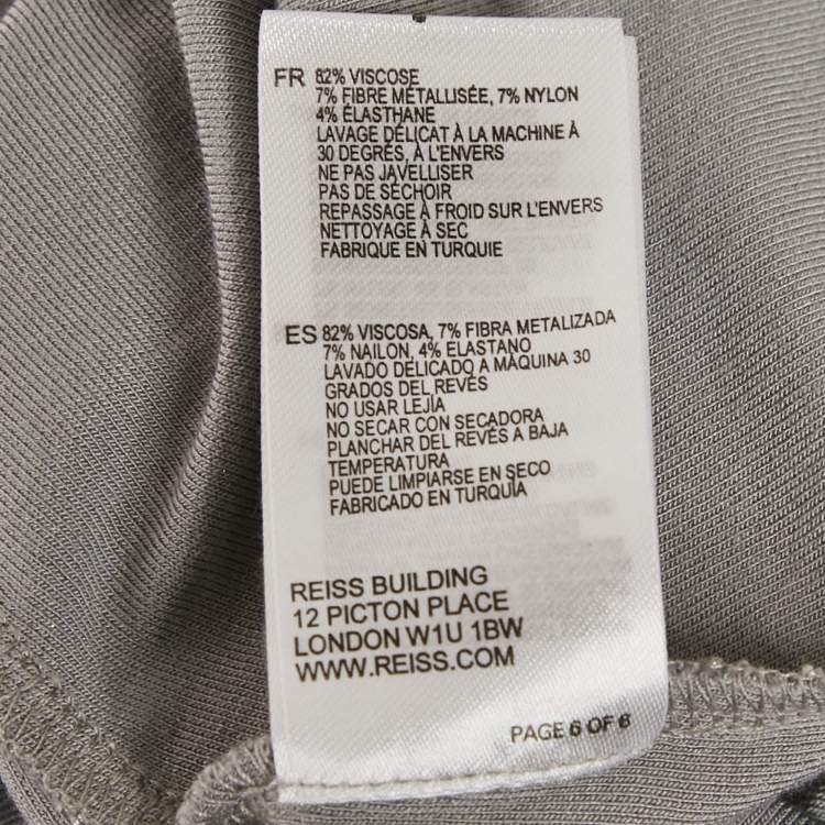 Pre Owned Reiss Silver Lurex Knit High Neck Aries Top XS 