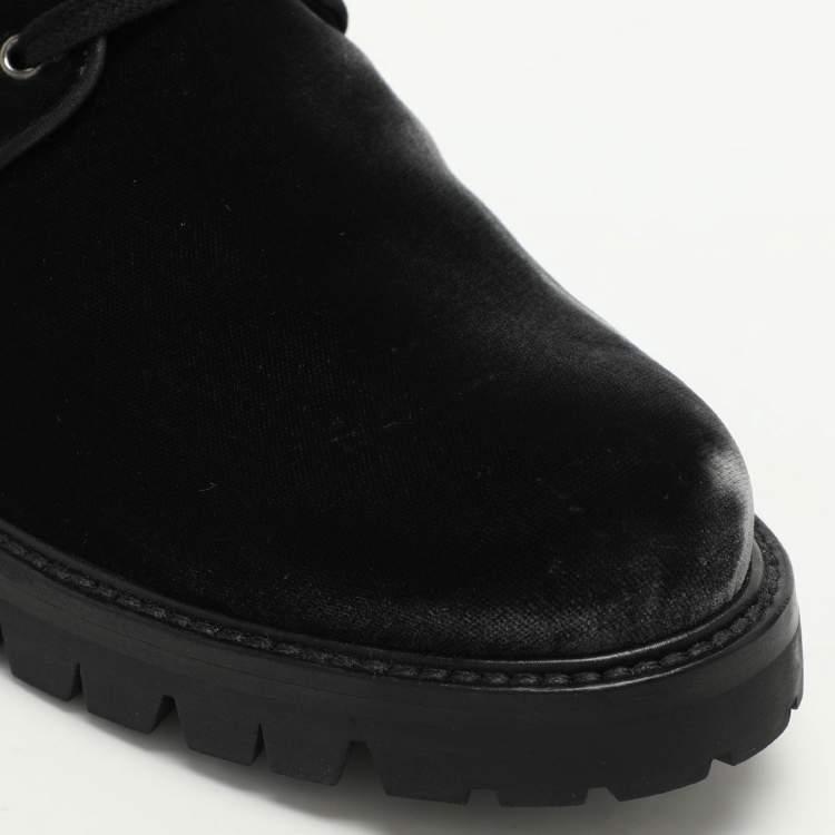 Pre Owned René Caovilla Black Velvet Embellished Ankle Length Boots Size 38