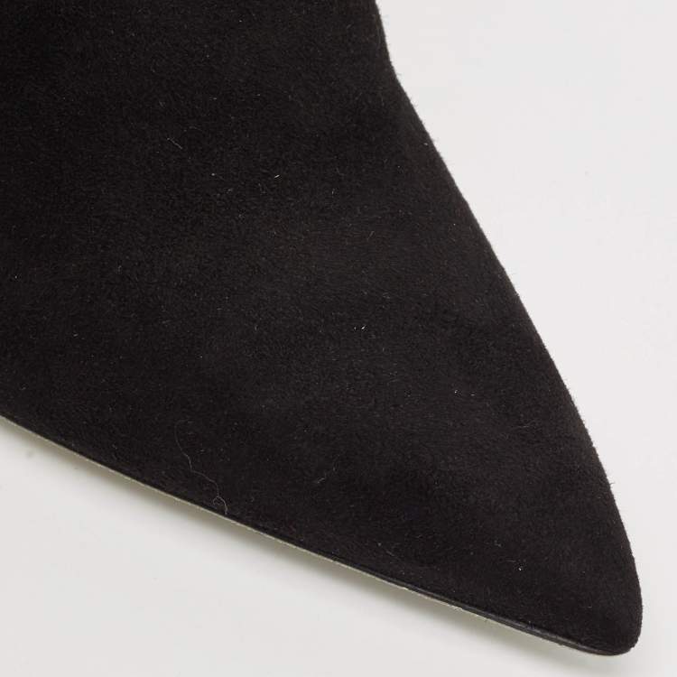 Pre Owned René Caovilla Black Suede Cleo Booties Size 40