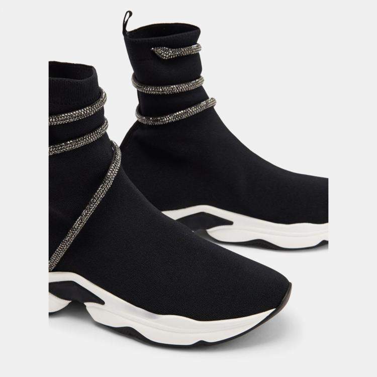 مملوكة مسبقًا Rene Caovilla Cleo Black Knit Sock Sneakers