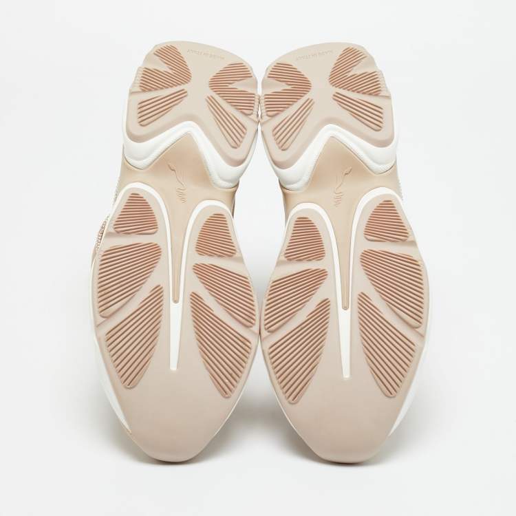 Pre Owned René Caovilla Cleo Size 40 Beige Knit Fabric Slip On Running Sneakers