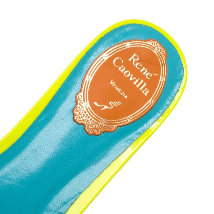 Pre Owned René Caovilla Multicolour Woven Cotton Fabric Flat Slides Size 40 