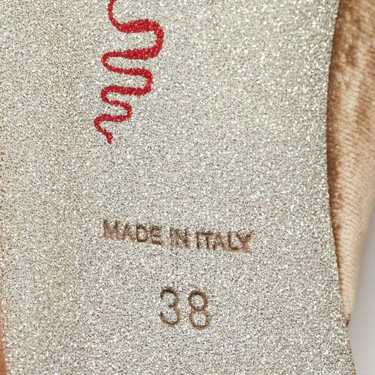 Pre Owned René Caovilla Brown Satin and Crystal Embellished Mules Size 38