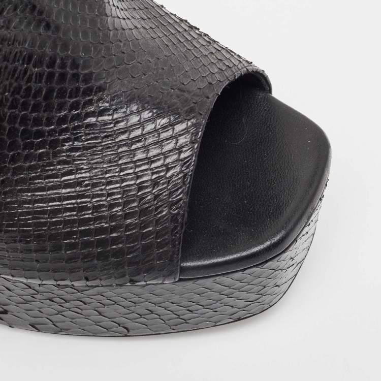Pre Owned René Caovilla Black Python Slide Sandals Size 41