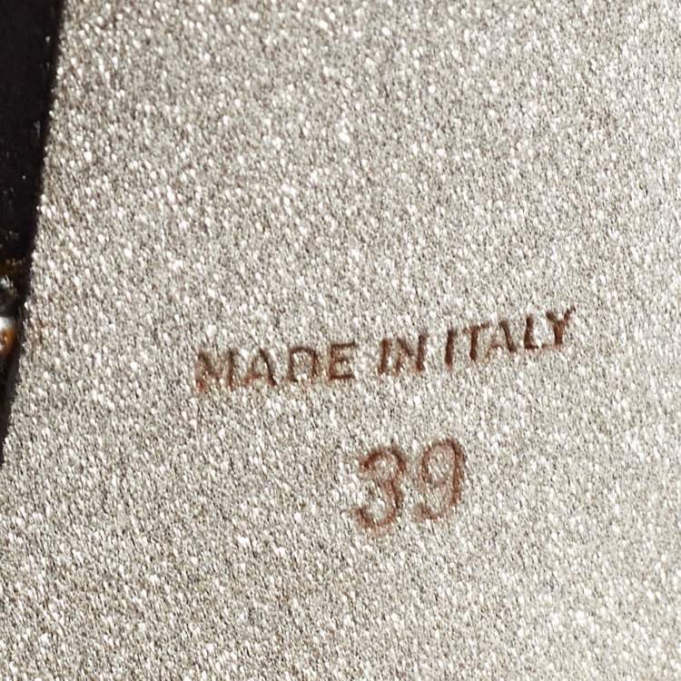 Pre Owned René Caovilla Black Cord Embellished Pearl Slingback Sandals Size 39