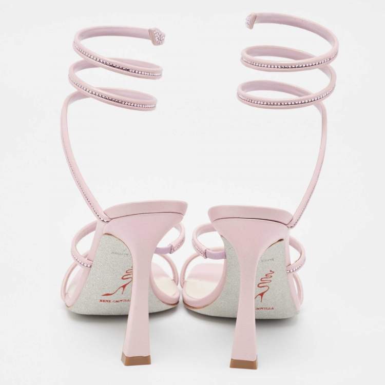 Pre Owned René Caovilla Purple  Leather Cleo Ankle Strap Sandals Size 37