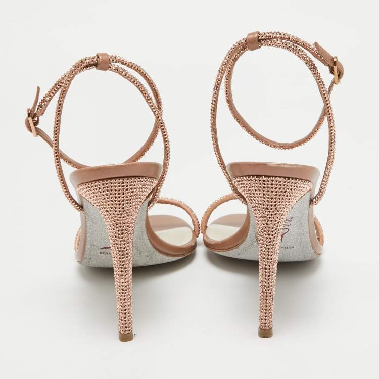 Pre Owned René Caovilla Metallic Leather Ellabrita Slingback Sandals Size 39