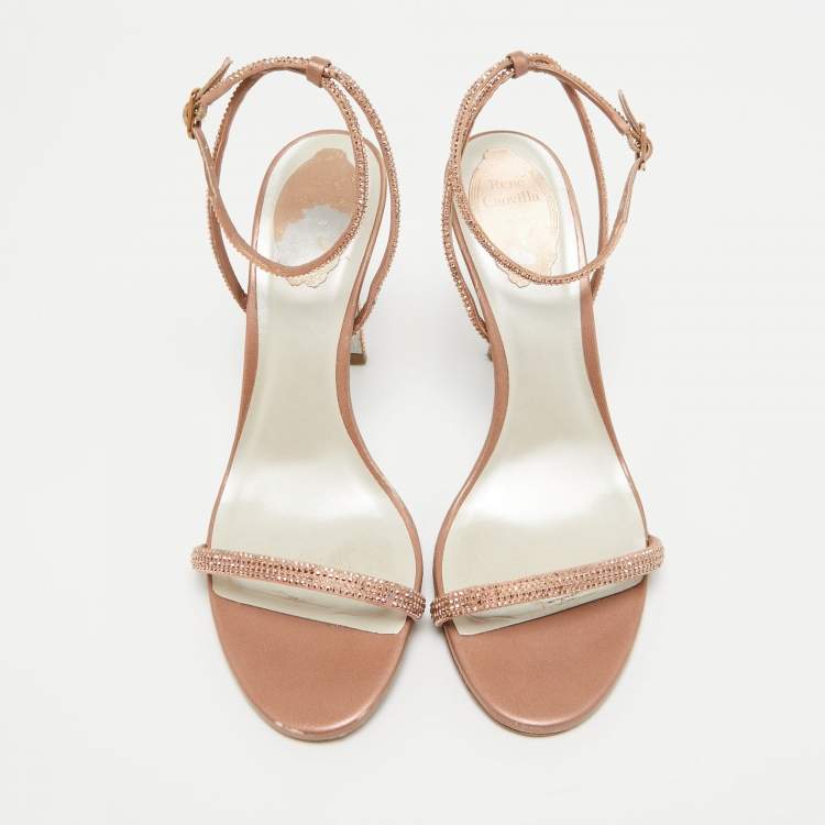 Pre Owned René Caovilla Metallic Leather Ellabrita Slingback Sandals Size 39