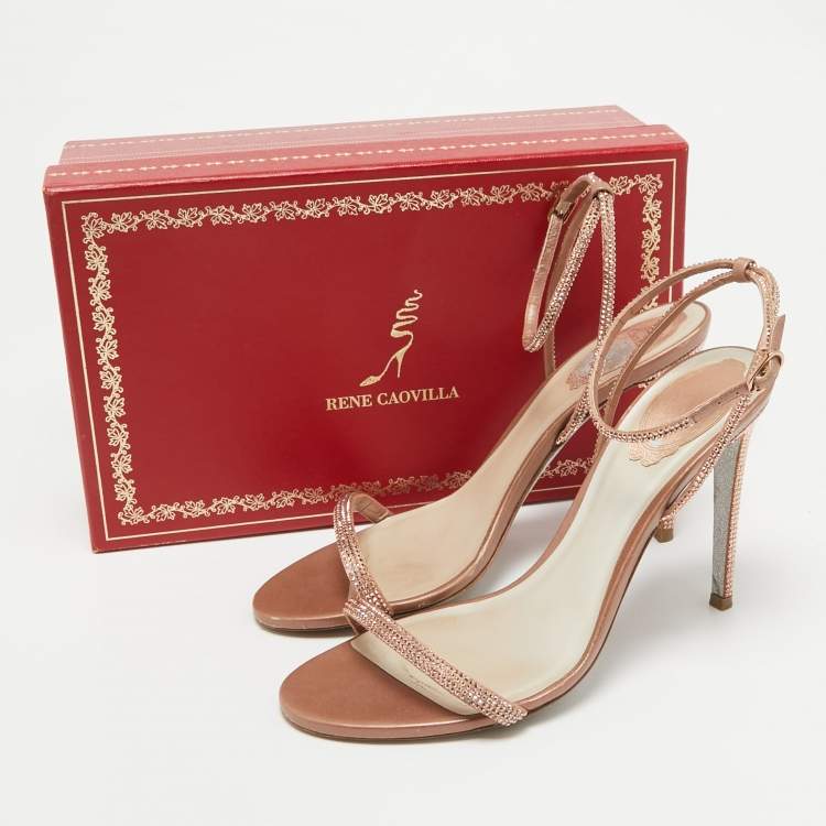 Pre Owned René Caovilla Metallic Leather Ellabrita Slingback Sandals Size 39