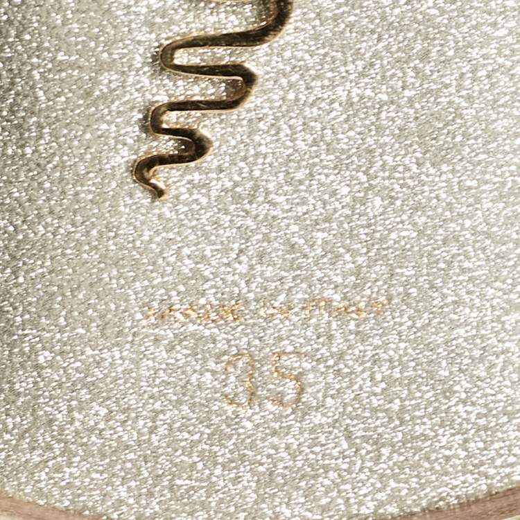Pre Owned René Caovilla Beige Satin Cleo Ankle Wrap Flat Sandals Size 35