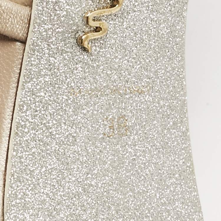 Pre Owned René Caovilla Beige Suede Crystal Embellished Chandelier Slide Sandals Size 38