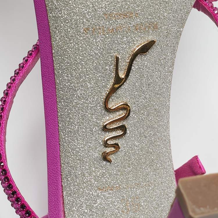 Pre Owned René Caovilla Pink Suede Crystal Embellished Caterina Sandals Size 36