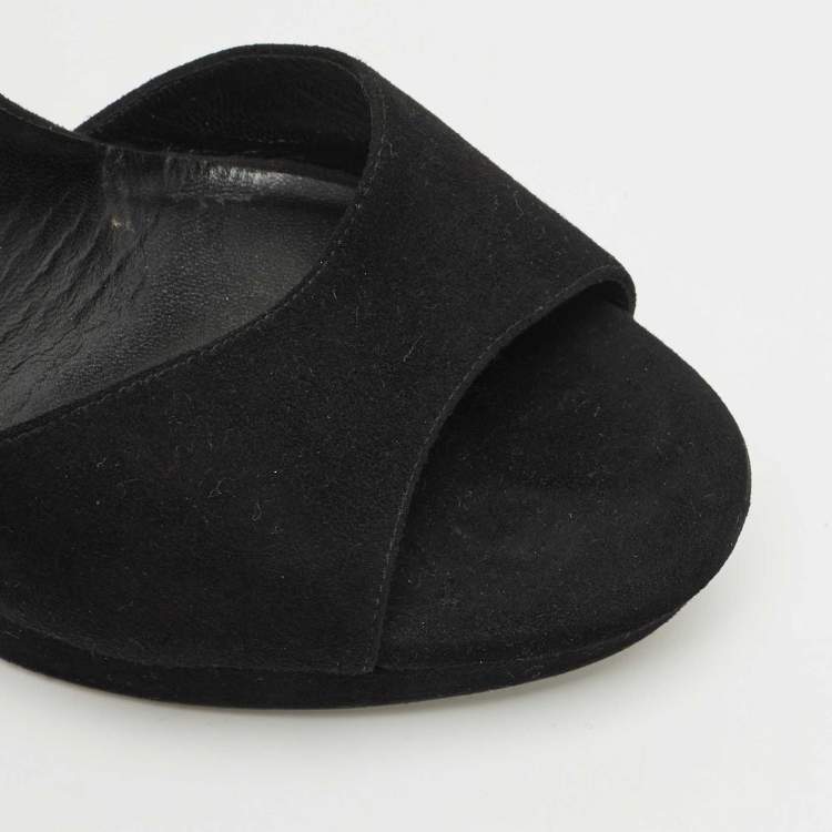 Pre Owned René Caovilla Black Suede Margot Platform Sandals Size 41