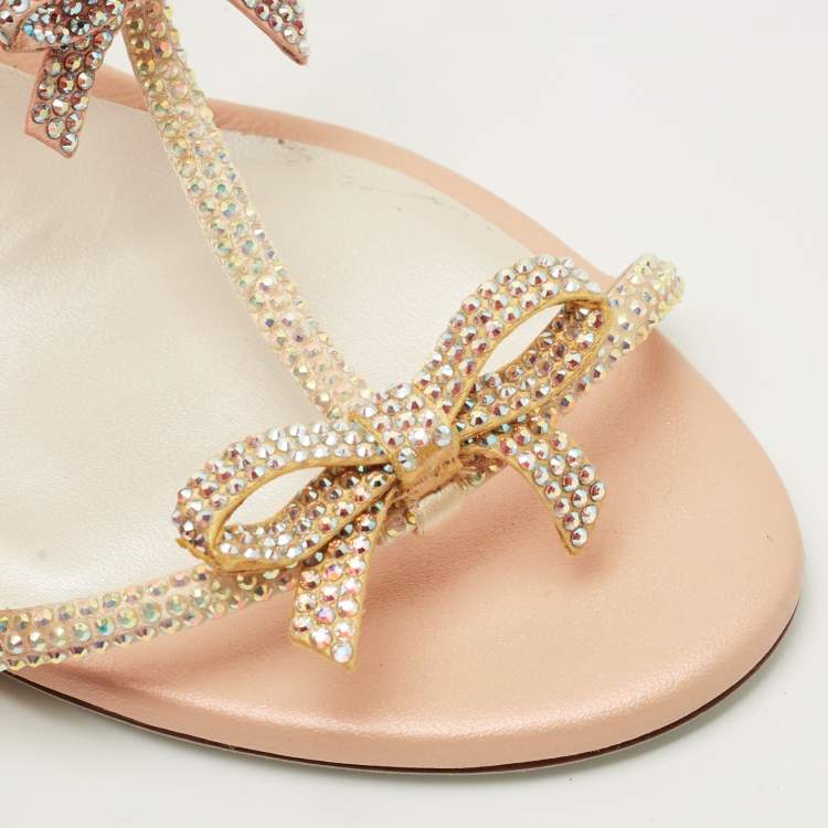 Pre Owned René Caovilla Multicolor Satin Caterina Ankle Strap Sandals Size 37