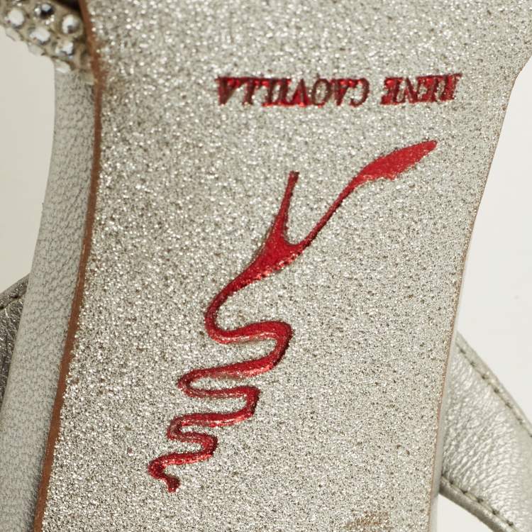 Pre Owned René Caovilla Size 36 Transparent/Silver Leather and PVC Crystal Embellished Slingback Pumps