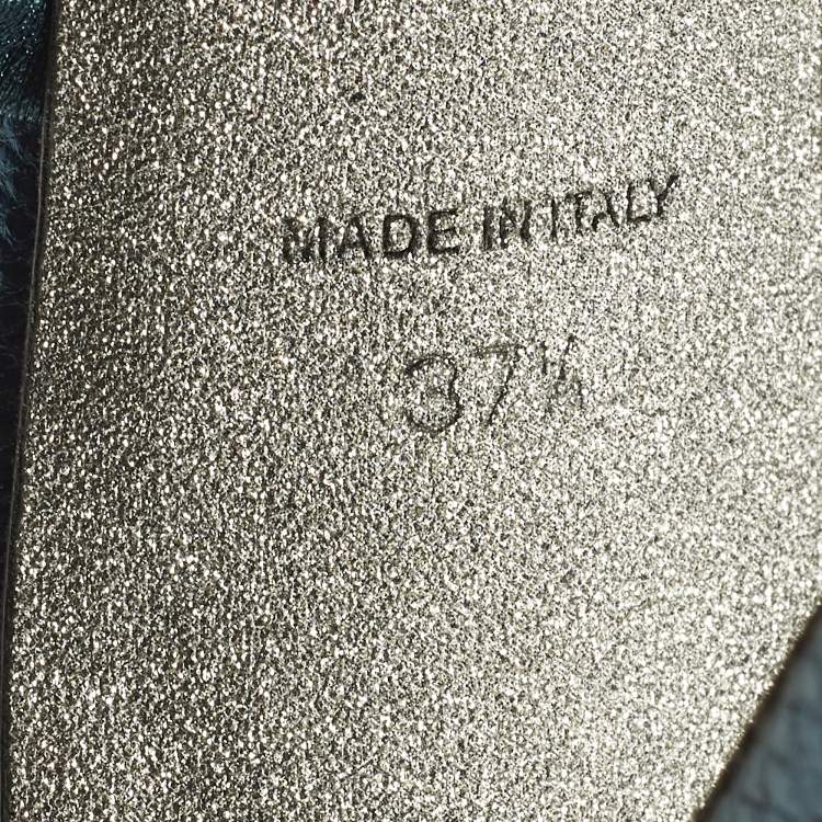 Pre Owned René Caovilla Cleo Size 37.5 Metallic Blue Satin Ankle Wrap Sandals