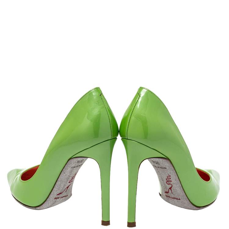 Pre Owned René Caovilla Green Patent Leather Pointed Toe Pumps Size 35.5