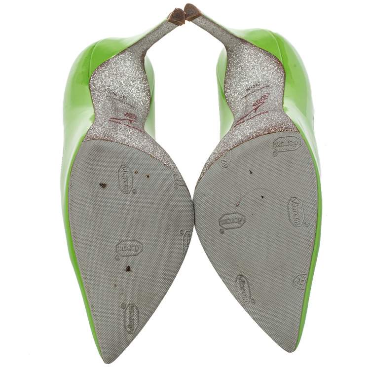 Pre Owned René Caovilla Green Patent Leather Pointed Toe Pumps Size 35.5