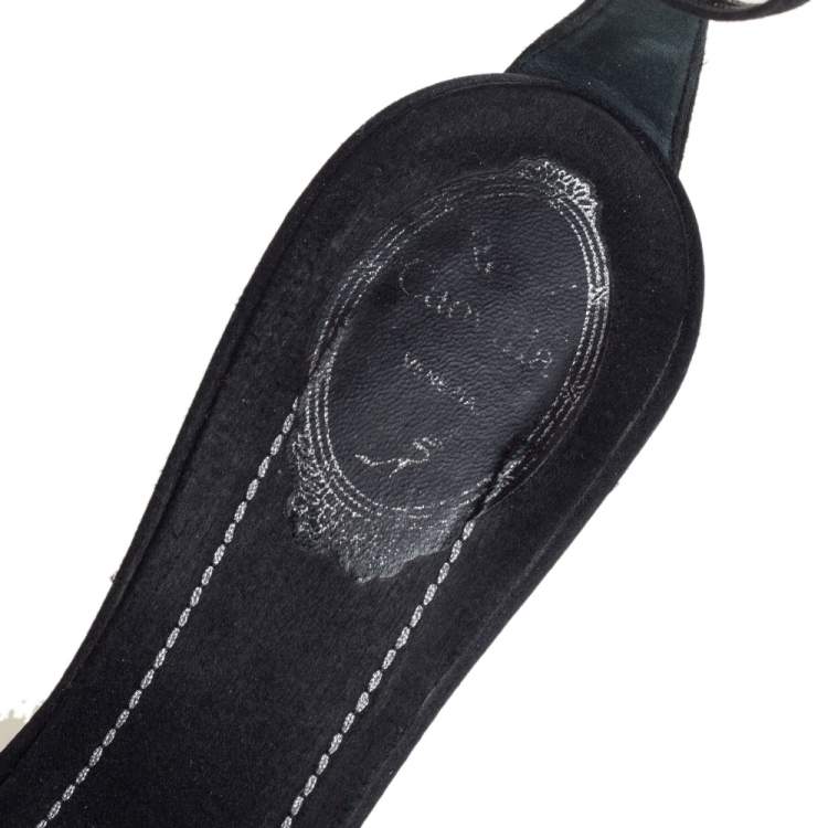 Pre Owned René Caovilla Black Satin And Crystal Embellished Sandals Size 40