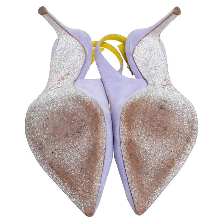 Pre Owned René Caovilla Lilac Suede Slingback Pumps Size 39