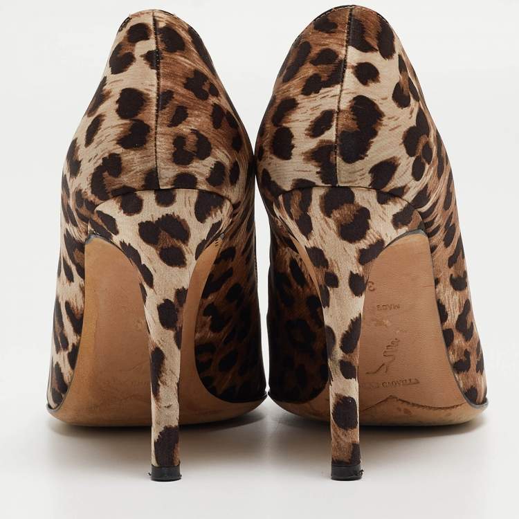 Pre Owned René Caovilla Brown/Beige Satin Crystal Embellished Pumps Size 37