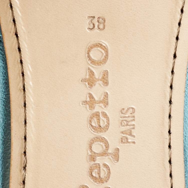 Pre Owned Repetto Metallic Blue Leather Sophia Ballet Flats Size 38
