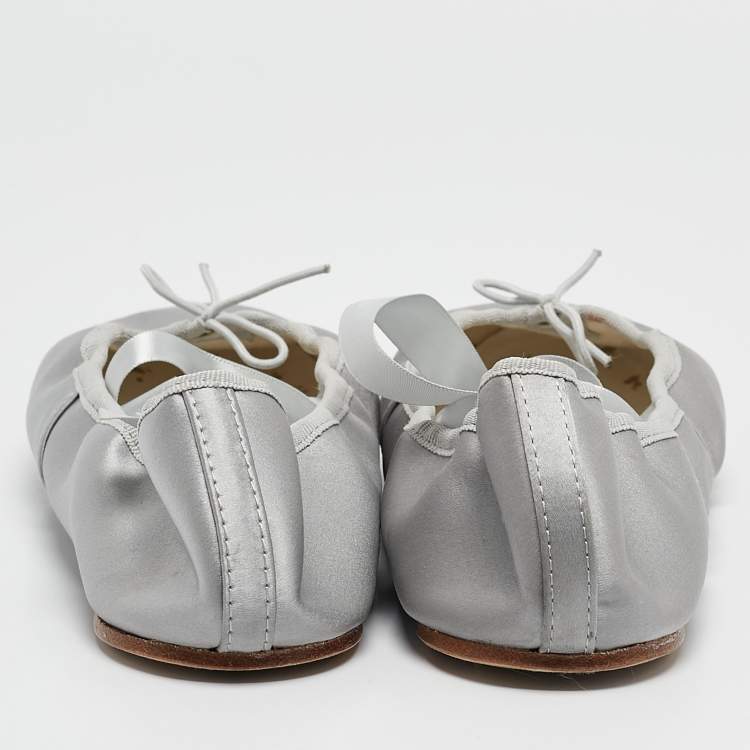 Pre Owned Repetto Grey Satin Sophia Ballet Flats Size 40