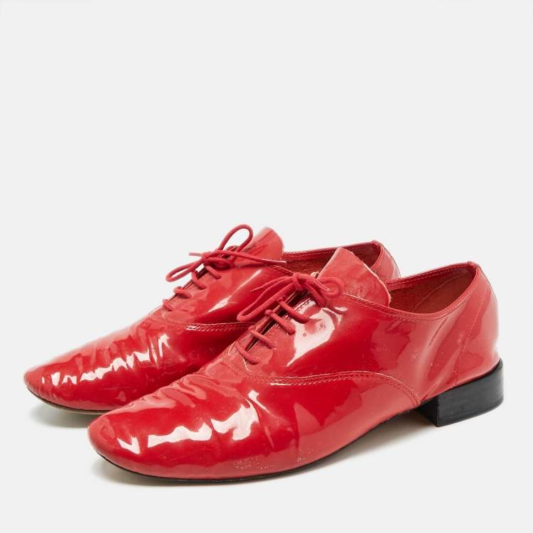 Pre Owned Repetto Red Patent Leather Slip On Derby Size 39