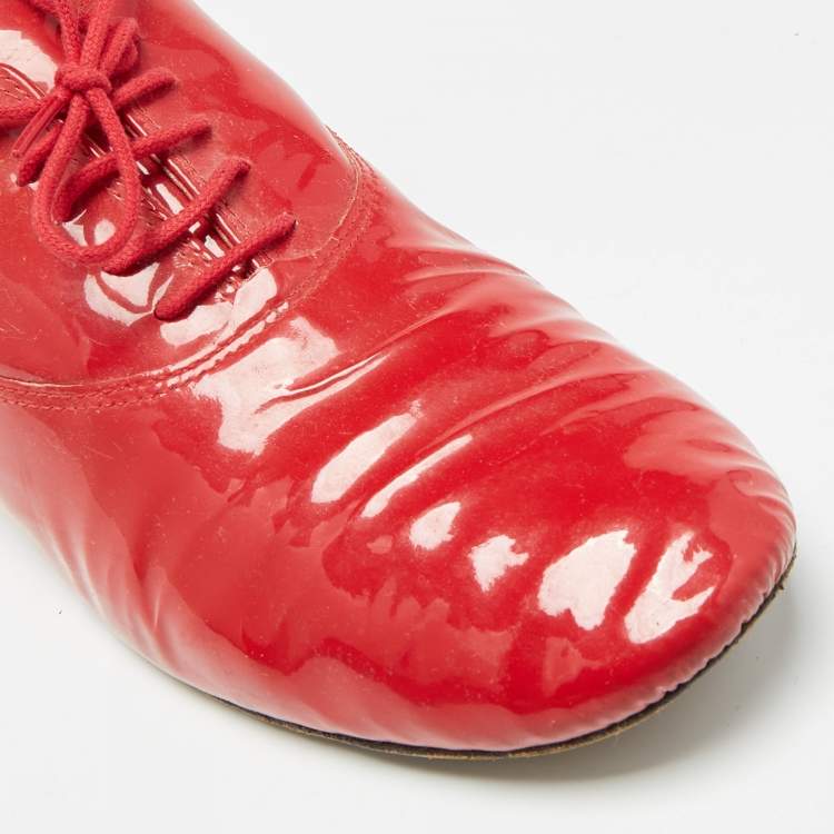 Pre Owned Repetto Red Patent Leather Slip On Derby Size 39