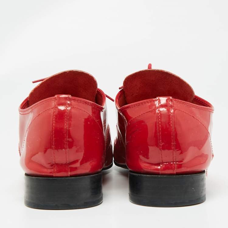 Pre Owned Repetto Red Patent Leather Slip On Derby Size 39