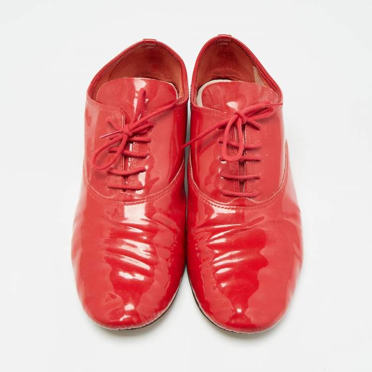 Pre Owned Repetto Red Patent Leather Slip On Derby Size 39