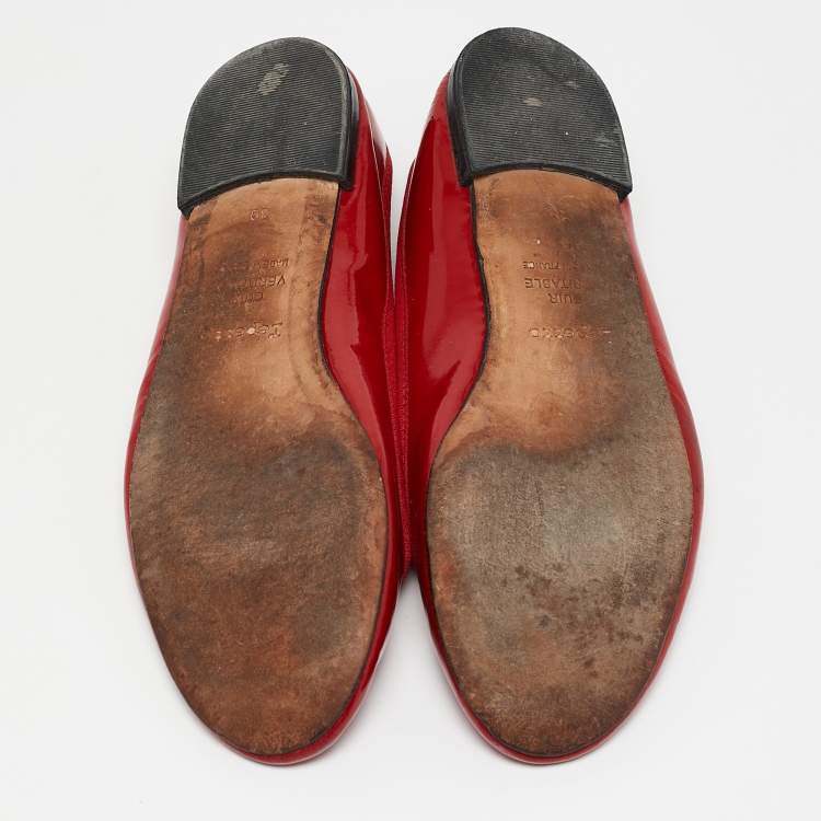 Pre Owned Repetto Red Patent Leather Ballet Flats Size 39